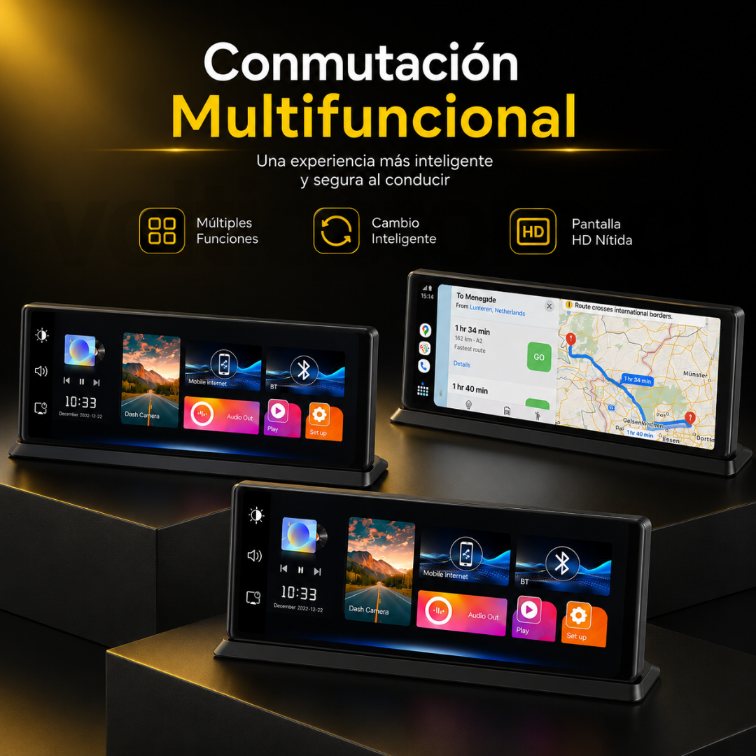 Pantalla inteligente para tablero 11,3” con grabación 4K y compatibilidad CarPlay/Android Auto